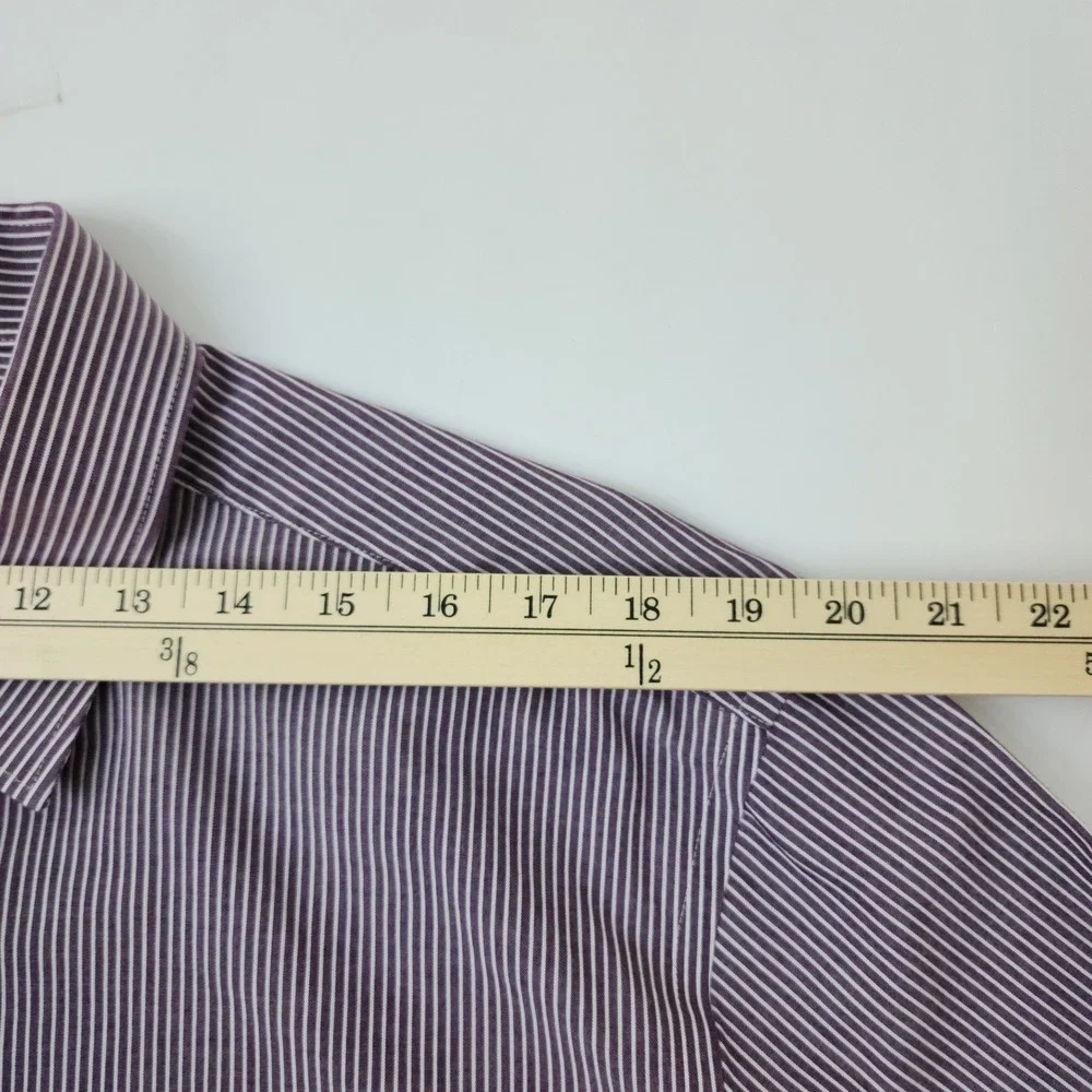 Stafford Travel Performance Dress Shirt Mens XL Purple White Stripe Button Down